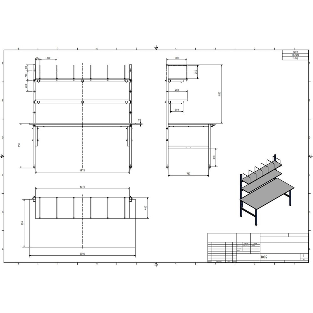 Produktabbildung Nr. 5: DAHMEN Packtisch Basic, einseitig, Komplett-Set, HxBxT 850 x 2.000 x 900 mm