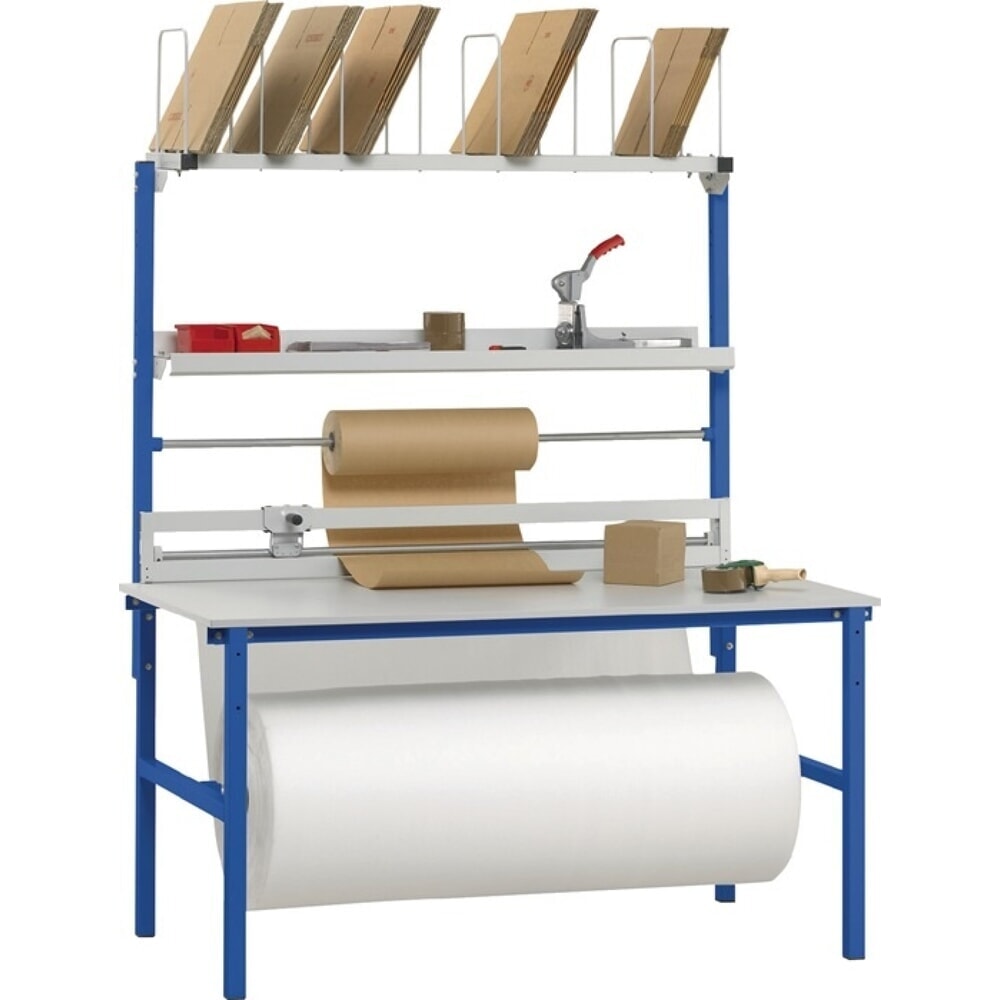 Produktabbildung: Packtisch-Set mit Rollenhalter und Untertisch-Abwickelvorrichtung, HxBxT 2.205 x 1.600 x 800 mm