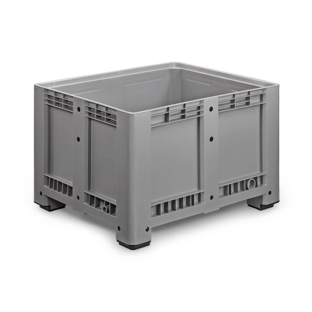 Palettenbox L, grau, 1200x1000x760 mm, geschlossen, mit 4 Füssen Produktabbildung: Palettenbox L, grau, 1200x1000x760 mm, geschlossen, mit 4 Füssen