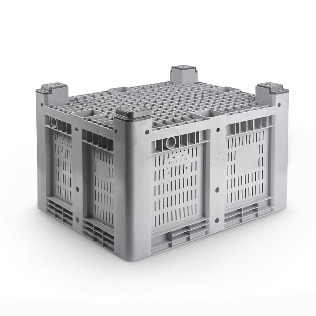 Produktabbildung Nr. 2: Palettenbox L, grau, 1200x1000x760 mm, durchbrochen, mit 4 Füssen