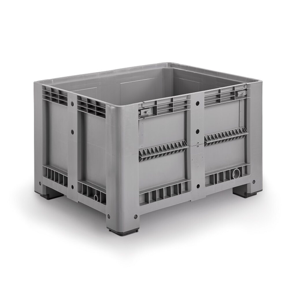 Palettenbox L, grau, 1200x1000x760 mm, geschlossen, mit Entnahmeklappe und 4 Füssen Produktabbildung Nr. 3: Palettenbox L, grau, 1200x1000x760 mm, geschlossen, mit Entnahmeklappe und 4 Füssen