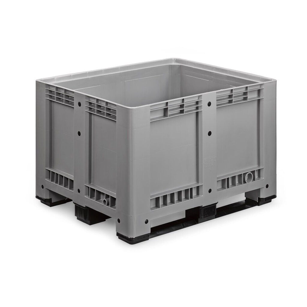 Palettenbox L, grau, 1200x1000x780 mm, geschlossen, mit 3 Kufen Produktabbildung: Palettenbox L, grau, 1200x1000x780 mm, geschlossen, mit 3 Kufen