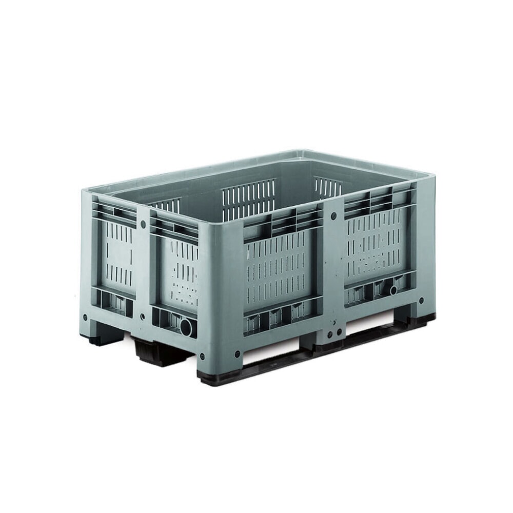Produktabbildung: Palettenbox M, 1200x800x600 mm, durchbrochen, mit 3 Kufen