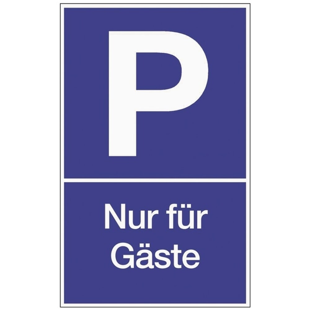 Produktabbildung: Parkplatzbeschilderung, L250xB400 mm, Parken für Gäste, Kunststoff blau/weiss