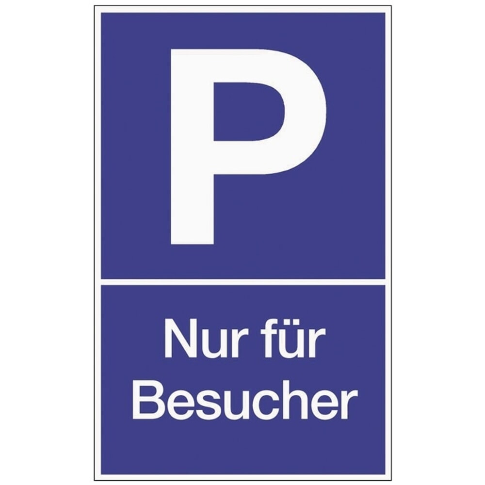 Produktabbildung: Parkplatzbeschilderung, L250xB400 mm, Parken für Besucher, Kunststoff blau/weiss