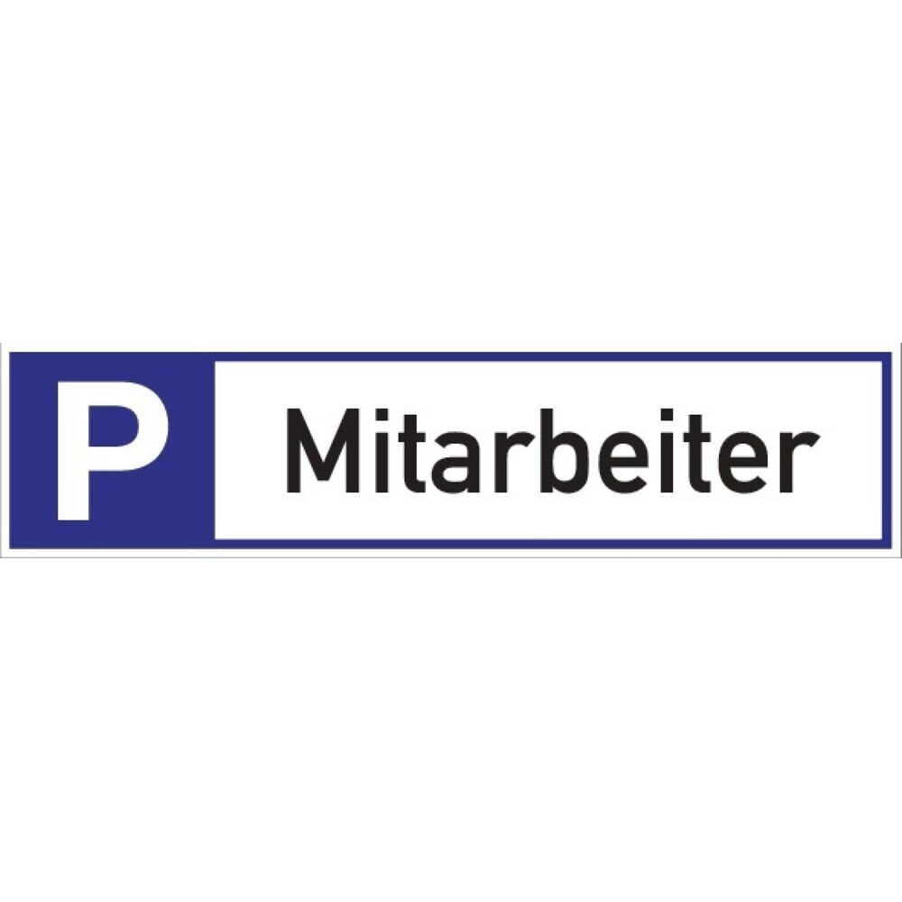 Produktabbildung: Parkplatzbeschilderung, L460xB110 mm, Parkplatz für Mitarbeiter, Aluminium weiss/blau/schwarz