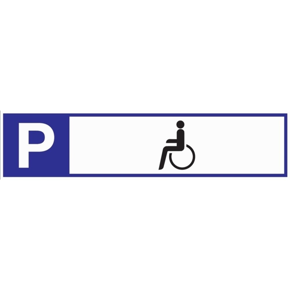 Produktabbildung: Parkplatzbeschilderung, L460xB110 mm, Parkplatz für Behinderte, Aluminium weiss/blau/schwarz