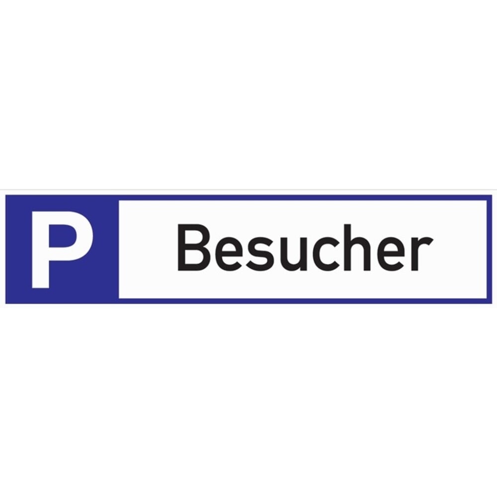 Produktabbildung: Parkplatzbeschilderung, L460xB110 mm, Parkplatz für Besucher, Aluminium weiss/blau/schwarz