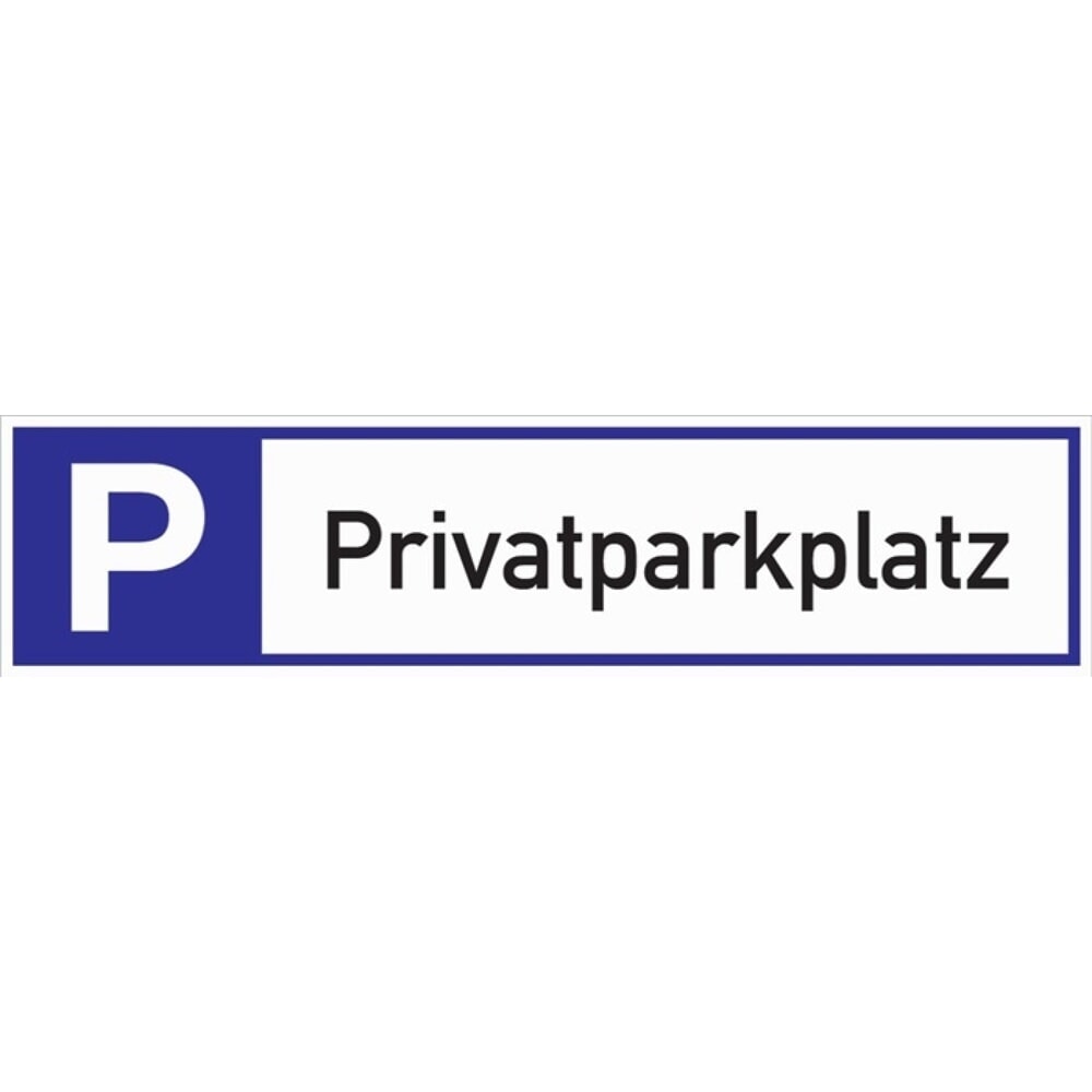 Produktabbildung: Parkplatzbeschilderung, L460xB110 mm, Privatparkplatz, Aluminium weiss/blau/schwarz