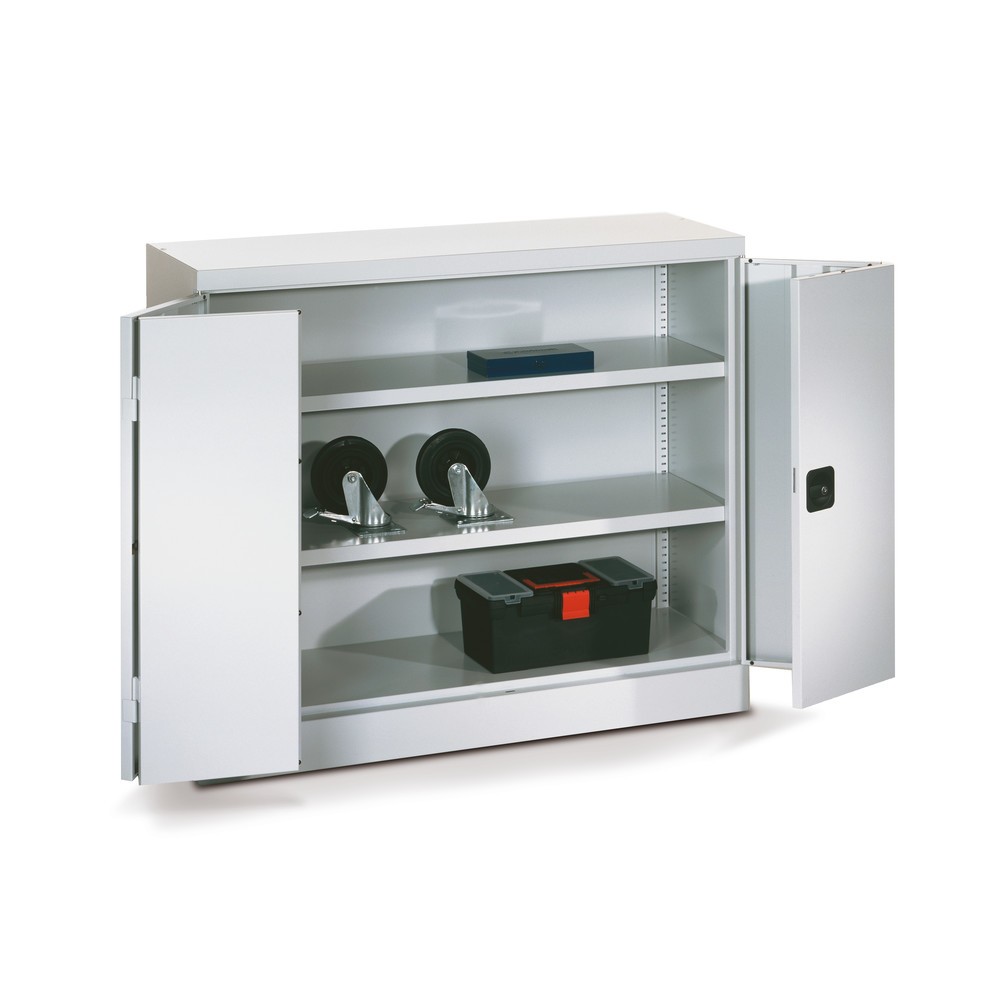Produktabbildung Nr. 3: PAVOY Falttürenschrank mit 2 Fachböden, HxBxT 1.000 x 1.200 x 400 mm, lichtgrau, lichtgrau