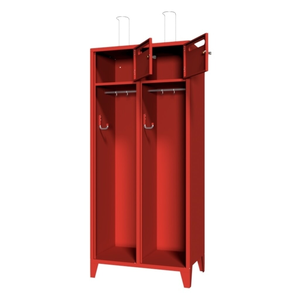 Produktabbildung Nr. 3: PAVOY Feuerwehrschrank mit Edelstahl-Helmhalter, Füsse, 2tlg., AB 400, Schliessfachtüren mit Einwurfschlitz und Zylinderschloss