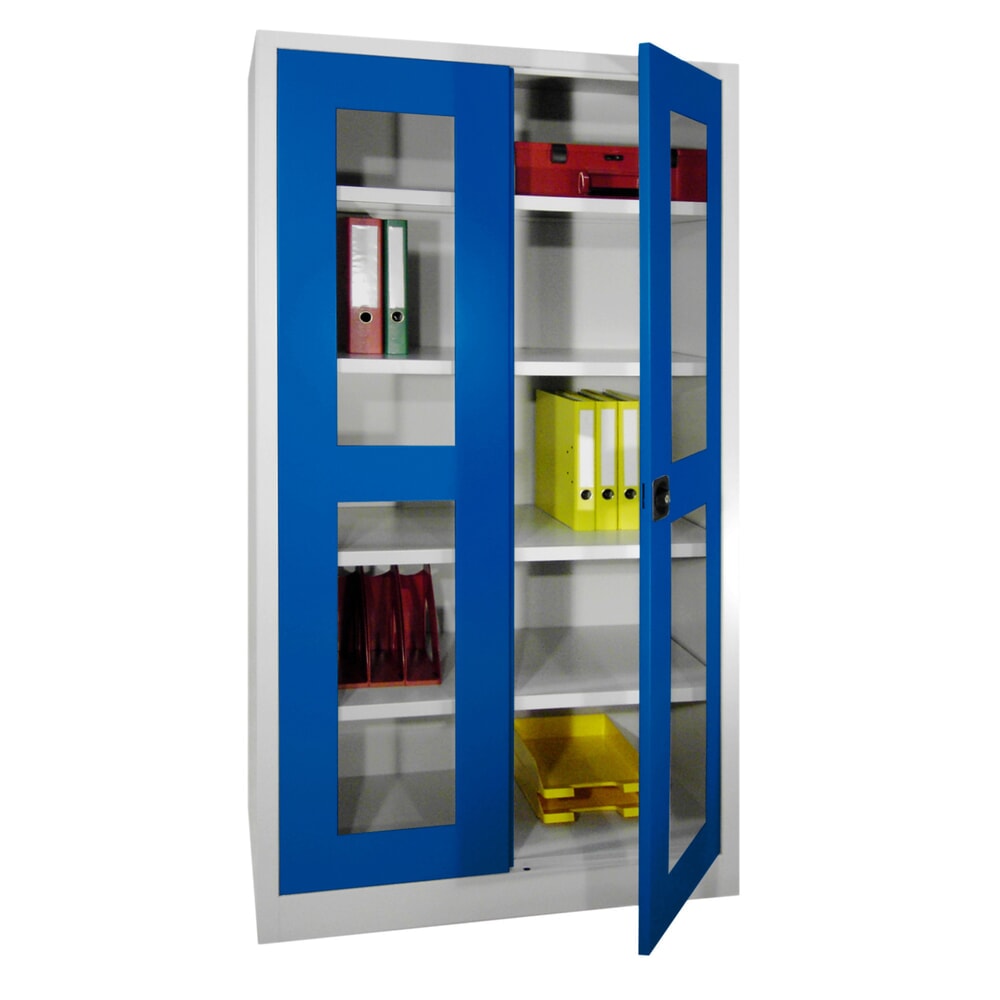 Produktabbildung Nr. 4: PAVOY Flügeltürschrank mit Sichtfenstern, HxBxT 1.950 x 1.200 x 400 mm, feuerrot, lichtgrau