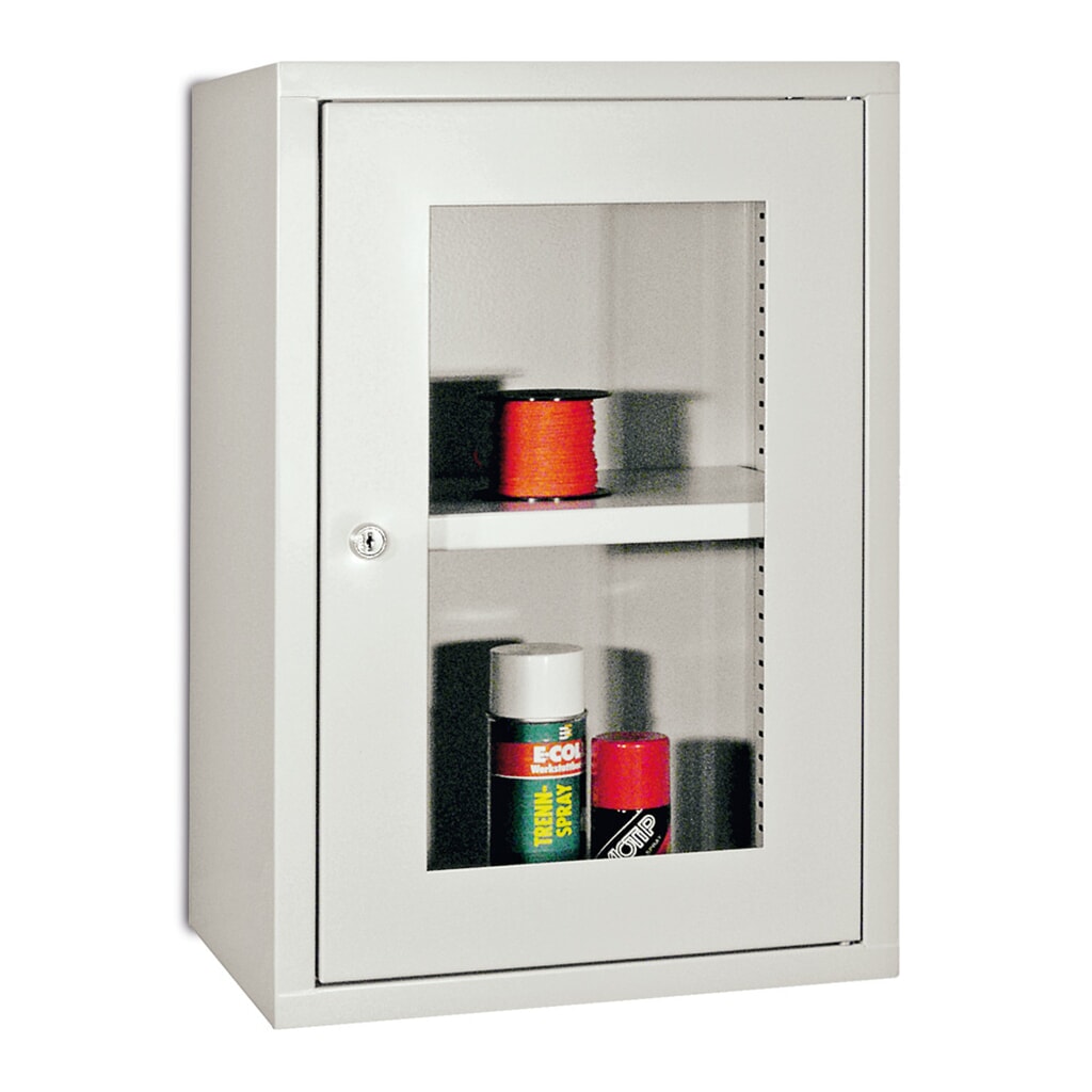 Produktabbildung Nr. 1: PAVOY Hängeschrank mit Sichtfenster, HxBxT 600 x 800 x 300 mm, lichtgrau, anthrazitgrau