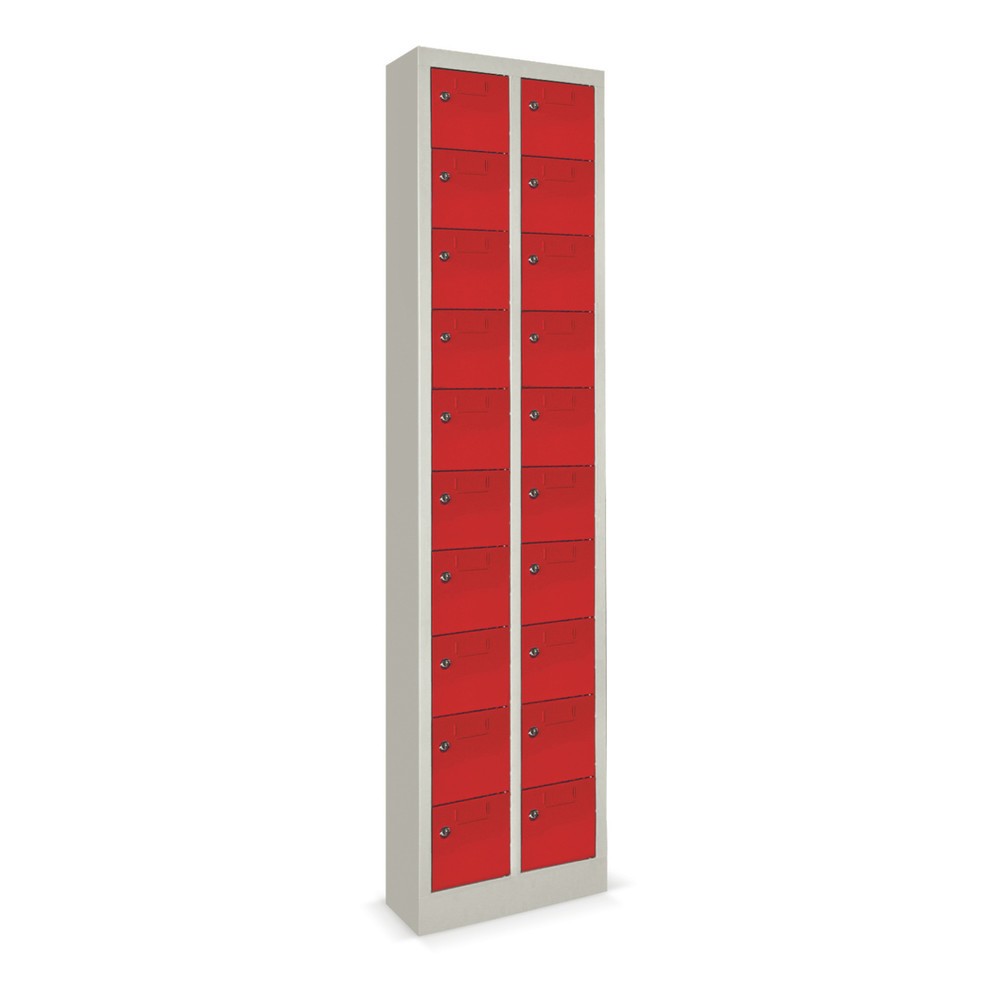 Produktabbildung Nr. 2: PAVOY Kleinfachschrank, 20 Fächer, HxBxT 1.950 x 460 x 200 mm, mit Etikettenrahmen, feuerrot, lichtgrau