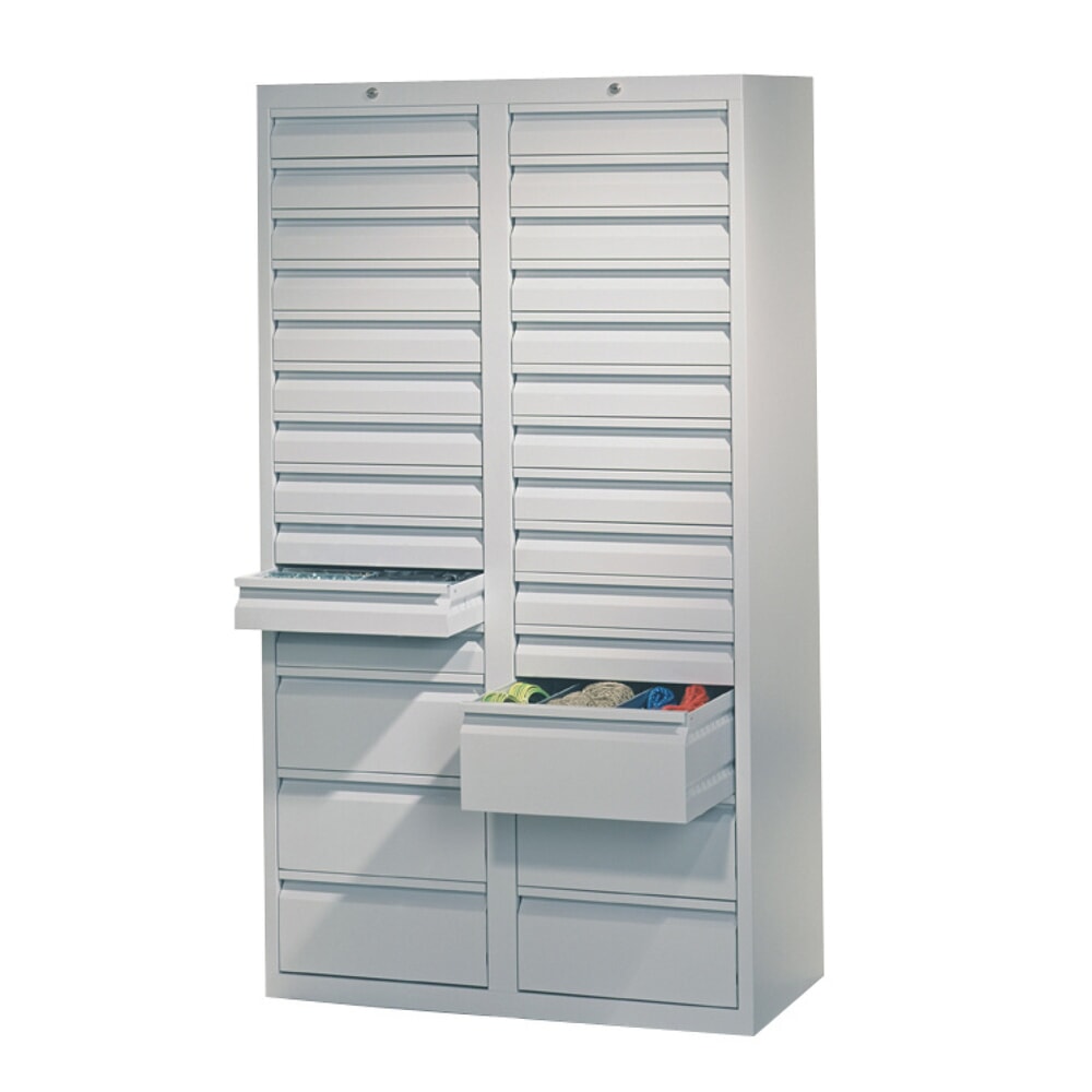 Produktabbildung Nr. 2: PAVOY Leichter Schubladenschrank, Rollenführung, Schubladen 22x100 + 6x200 mm, Breite 1.000 mm, anthrazitgrau, lichtgrau