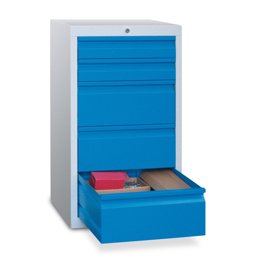 Produktabbildung: PAVOY Leichter Schubladenschrank, Gleitführung, Schubladen 8x100 mm, Breite 500 mm, feuerrot, lichtgrau