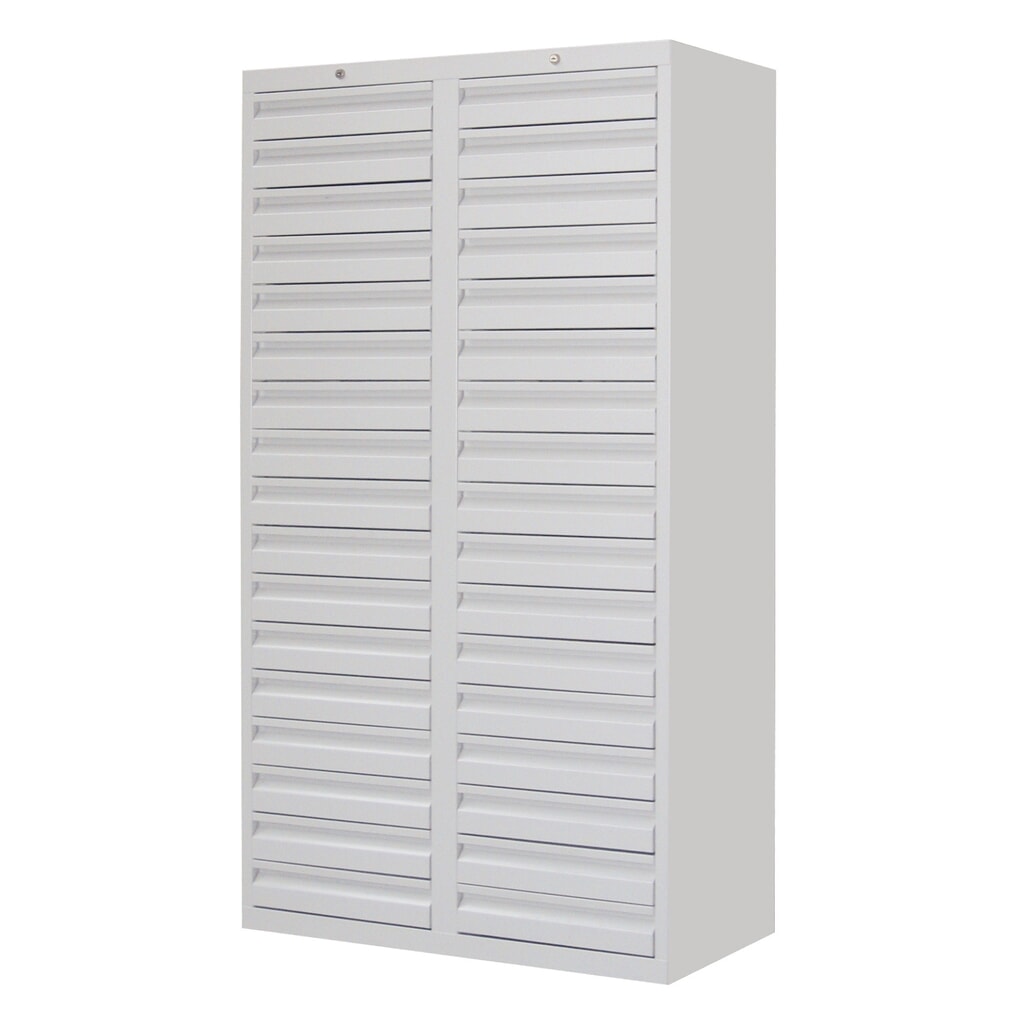 Produktabbildung Nr. 2: PAVOY Leichter Schubladenschrank, Rollenführung, Schubladen 30x100 + 2x200 mm, Breite 1.000 mm, feuerrot, lichtgrau
