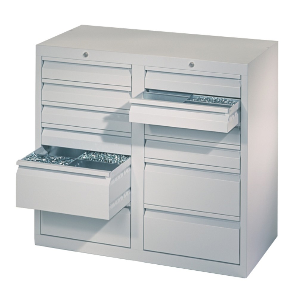 Produktabbildung Nr. 2: PAVOY Leichter Schubladenschrank, Rollenführung, Schubladen 8x100 + 4x200 mm, Breite 1.000 mm, enzianblau, lichtgrau