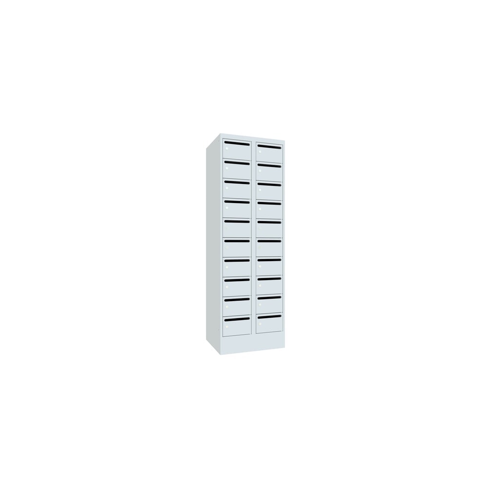 Produktabbildung Nr. 3: PAVOY Postverteilschrank, 2x 10 Fächer, HxBxT 1.850 x 600 x 500 mm, lichtgrau, lichtgrau