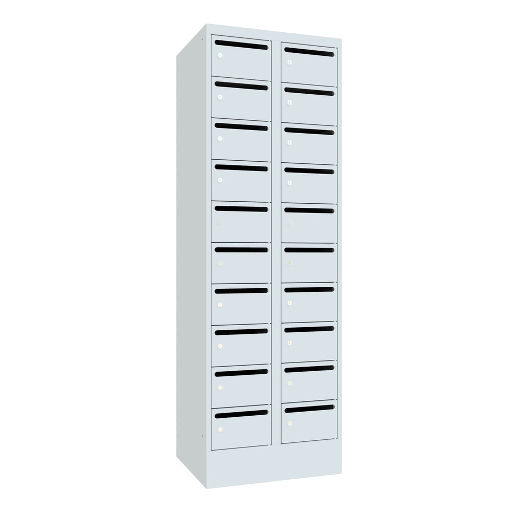 Produktabbildung: PAVOY Postverteilschrank, 2x 10 Fächer, HxBxT 1.850 x 600 x 500 mm, lichtgrau, lichtgrau