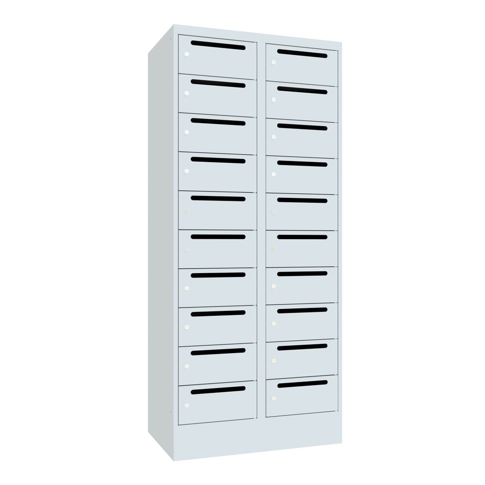 Produktabbildung: PAVOY Postverteilschrank, 2x 10 Fächer, HxBxT 1.850 x 800 x 500 mm, lichtgrau, lichtgrau