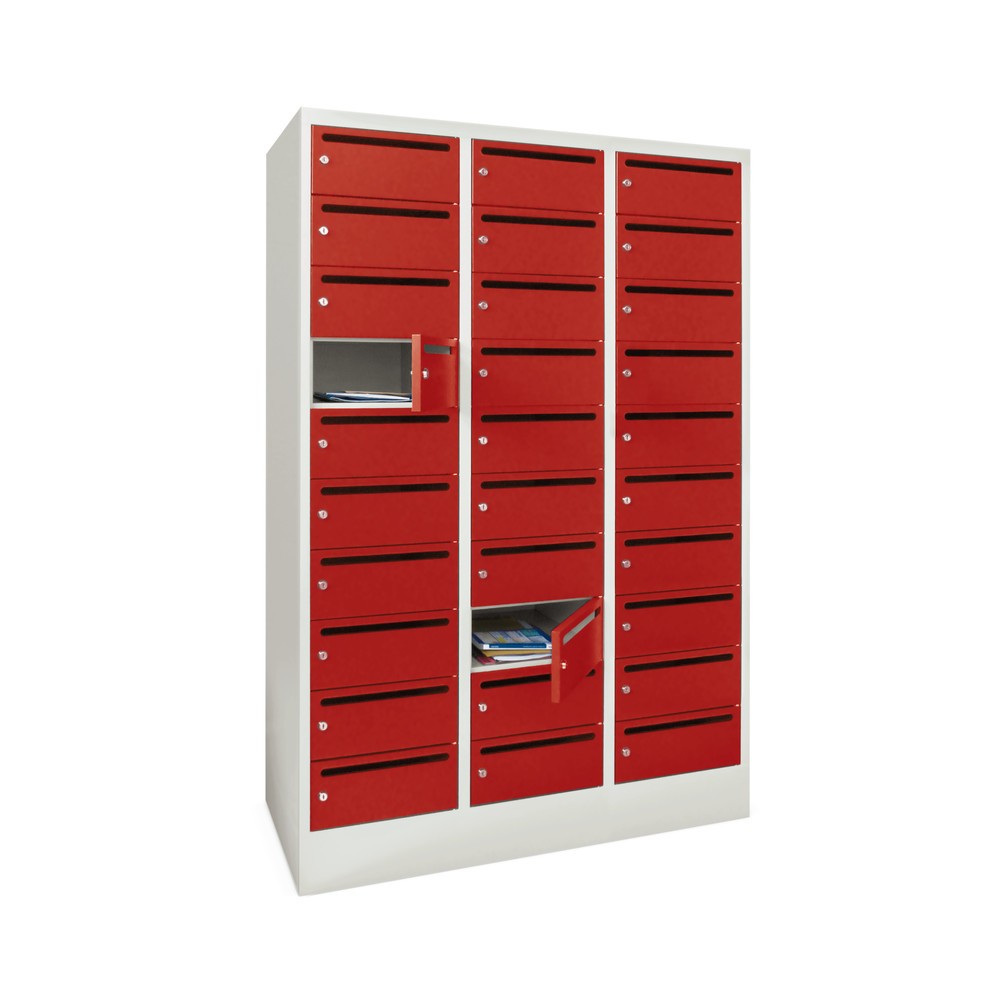 Produktabbildung: PAVOY Postverteilschrank, 3x 10 Fächer, HxBxT 1.850 x 1.200 x 500 mm, lichtblau, lichtgrau
