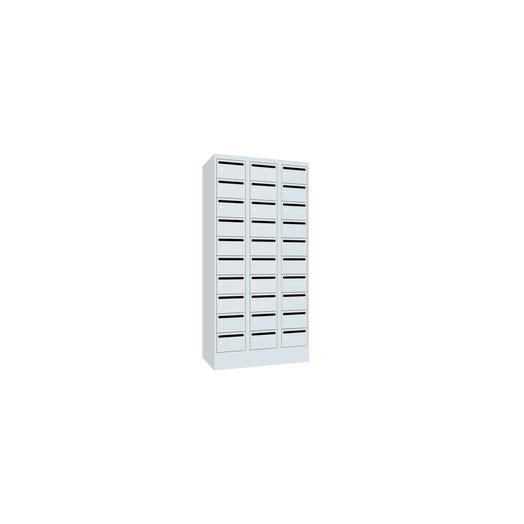 PAVOY Postverteilschrank, 3x 10 Fächer, HxBxT 1.850 x 900 x 500 mm, lichtgrau, lichtgrau Produktabbildung Nr. 3: PAVOY Postverteilschrank, 3x 10 Fächer, HxBxT 1.850 x 900 x 500 mm, lichtgrau, lichtgrau