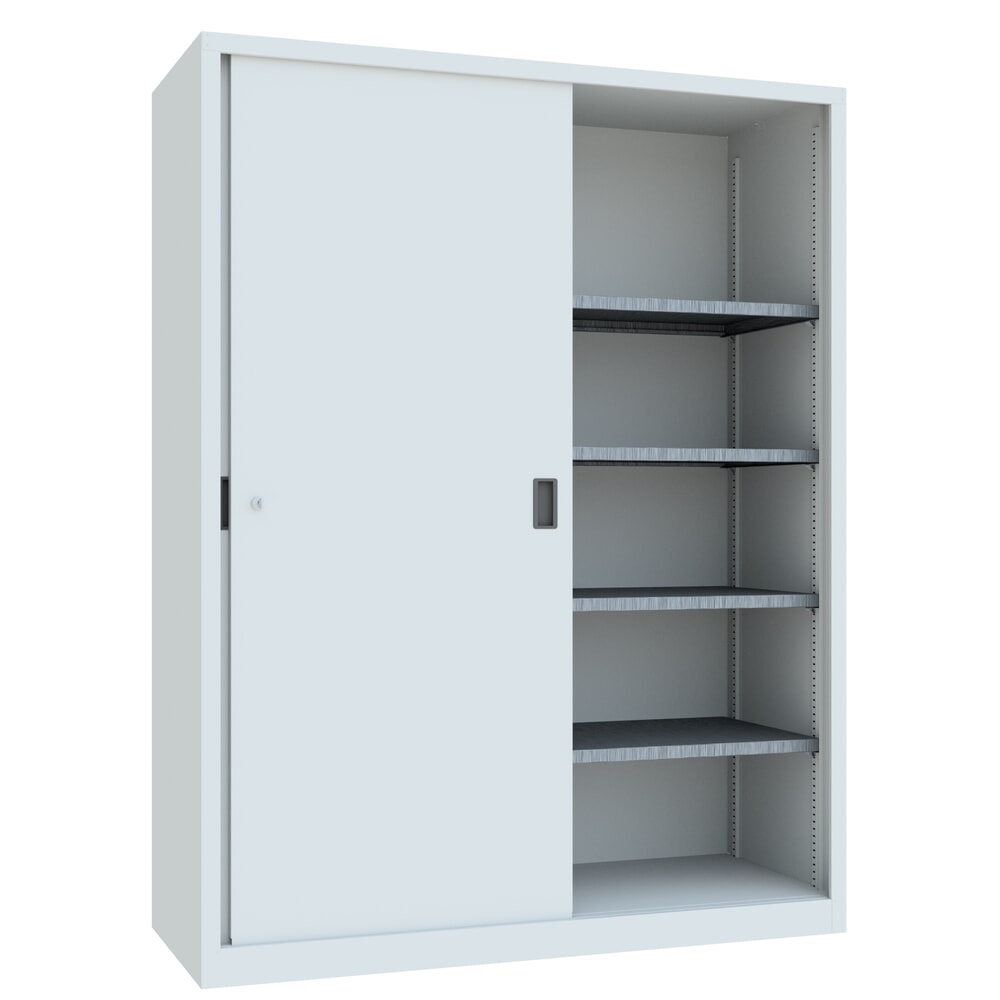 Produktabbildung Nr. 3: PAVOY Schiebetürenschrank mit 8 Fachböden + Trennwand, HxBxT 1.950 x 1.500 x 600 mm, lichtgrau, lichtgrau
