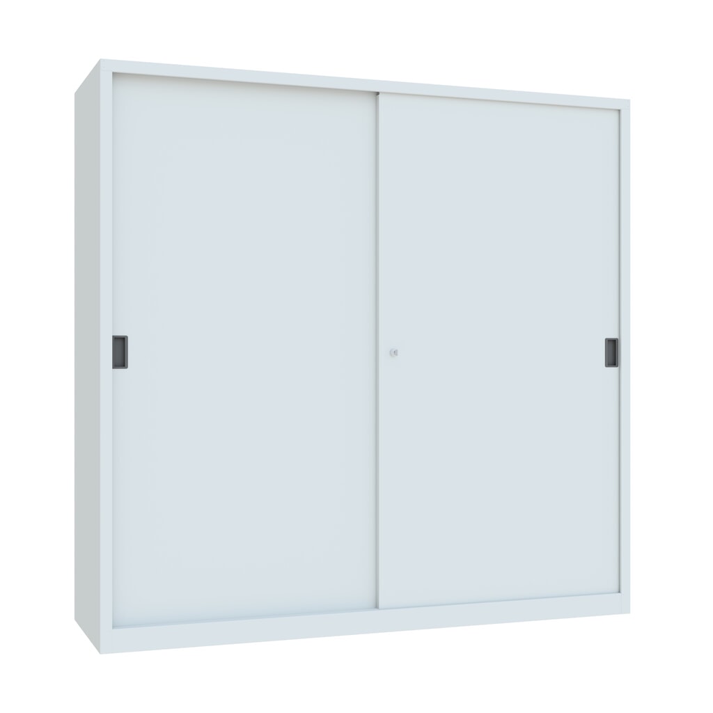 PAVOY Schiebetürenschrank mit 8 Fachböden + Trennwand, HxBxT 1.950 x 2.000 x 600 mm, lichtgrau, lichtgrau Produktabbildung: PAVOY Schiebetürenschrank mit 8 Fachböden + Trennwand, HxBxT 1.950 x 2.000 x 600 mm, lichtgrau, lichtgrau