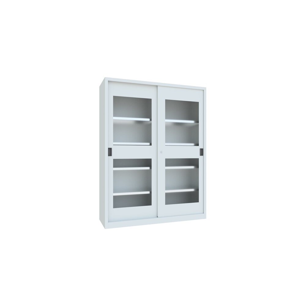 Produktabbildung Nr. 3: PAVOY Schiebetürenschrank mit Sichtfenstern, 8 Fachböden + Trennwand, HxBxT 1.950 x 1.500 x 500 mm, lichtgrau, lichtgrau