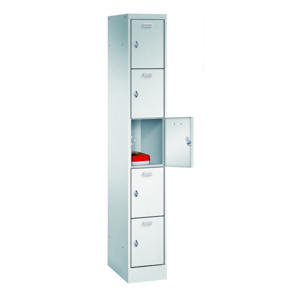 PAVOY Schliessfachschrank, 5 Fächer, Drehriegelverschluss, HxBxT 1.950 x 300 x 500 mm, Abteil Breite 300 mm Produktabbildung: PAVOY Schliessfachschrank, 5 Fächer, Drehriegelverschluss, HxBxT 1.950 x 300 x 500 mm, Abteil Breite 300 mm