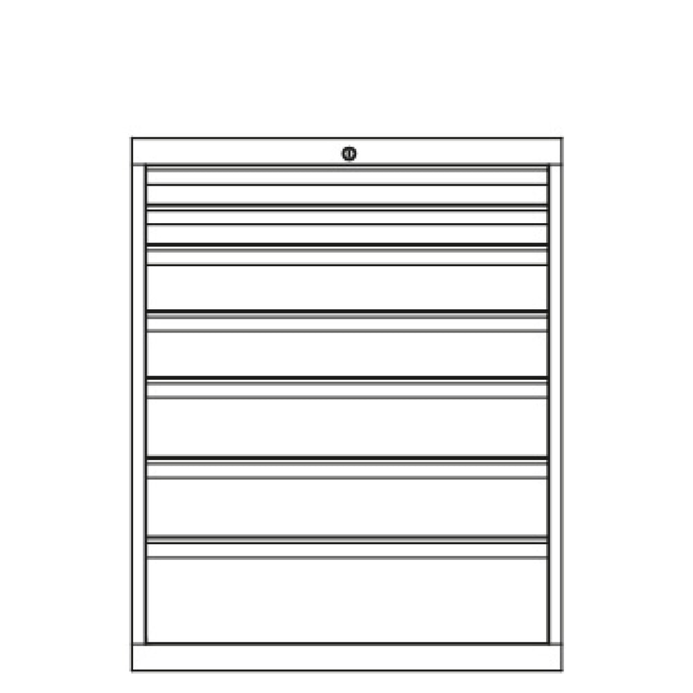 Produktabbildung Nr. 3: PAVOY Schubladenschrank, Höhe 1.000 mm, Schubladen 2x75 + 2x125 + 2x150 + 1x200 mm, Breite 1.023 mm, lichtgrau, enzianblau