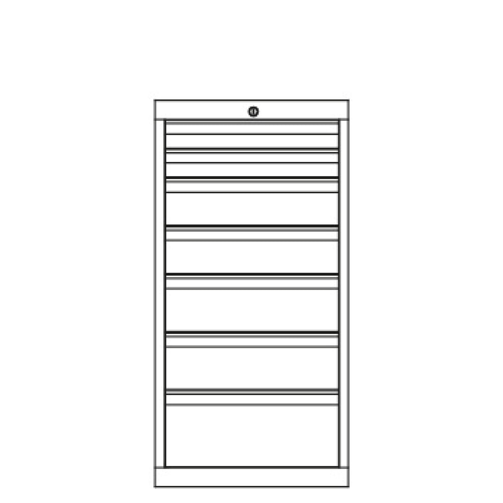 Produktabbildung Nr. 3: PAVOY Schubladenschrank, Höhe 1.000 mm, Schubladen 2x75 + 2x125 + 2x150 + 1x200 mm, Breite 500 mm, lichtgrau, enzianblau