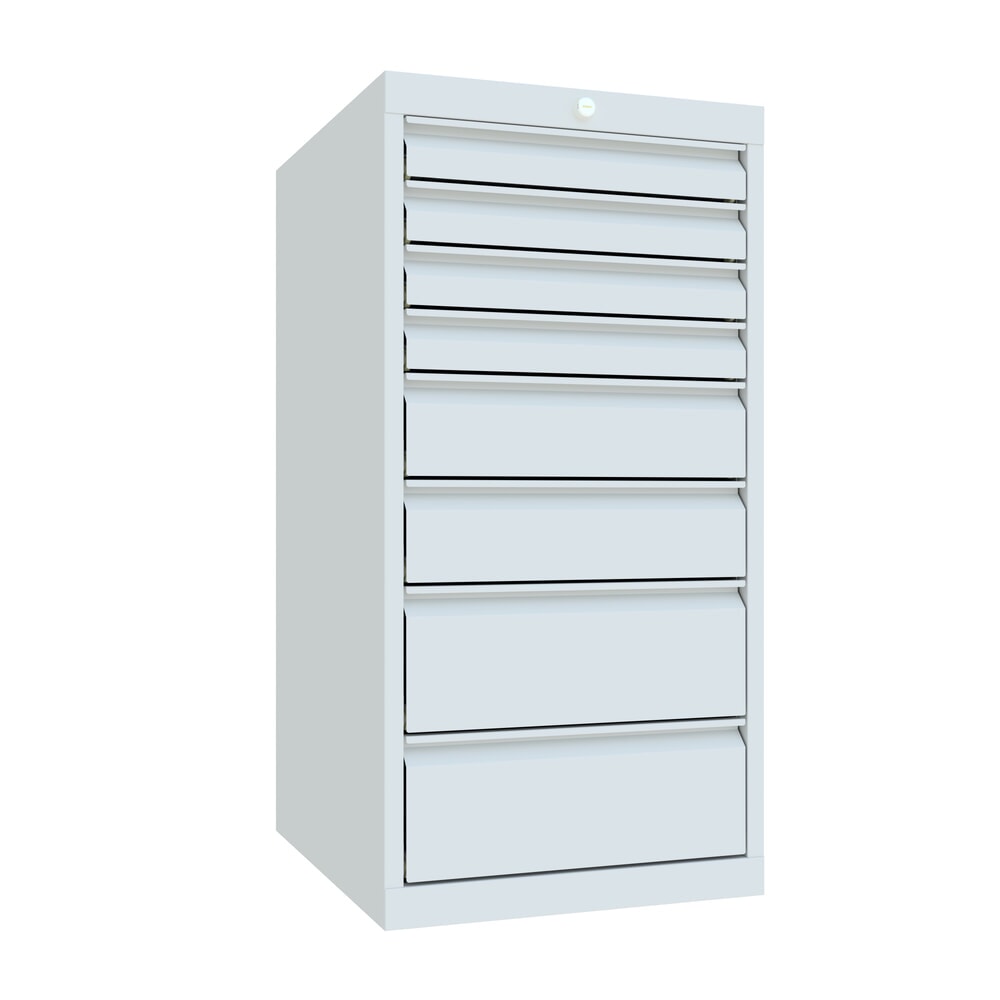 Produktabbildung: PAVOY Schubladenschrank, Höhe 1.000 mm, Schubladen 4x75 + 2x125 + 2x175 mm, Breite 500 mm, lichtgrau, lichtgrau