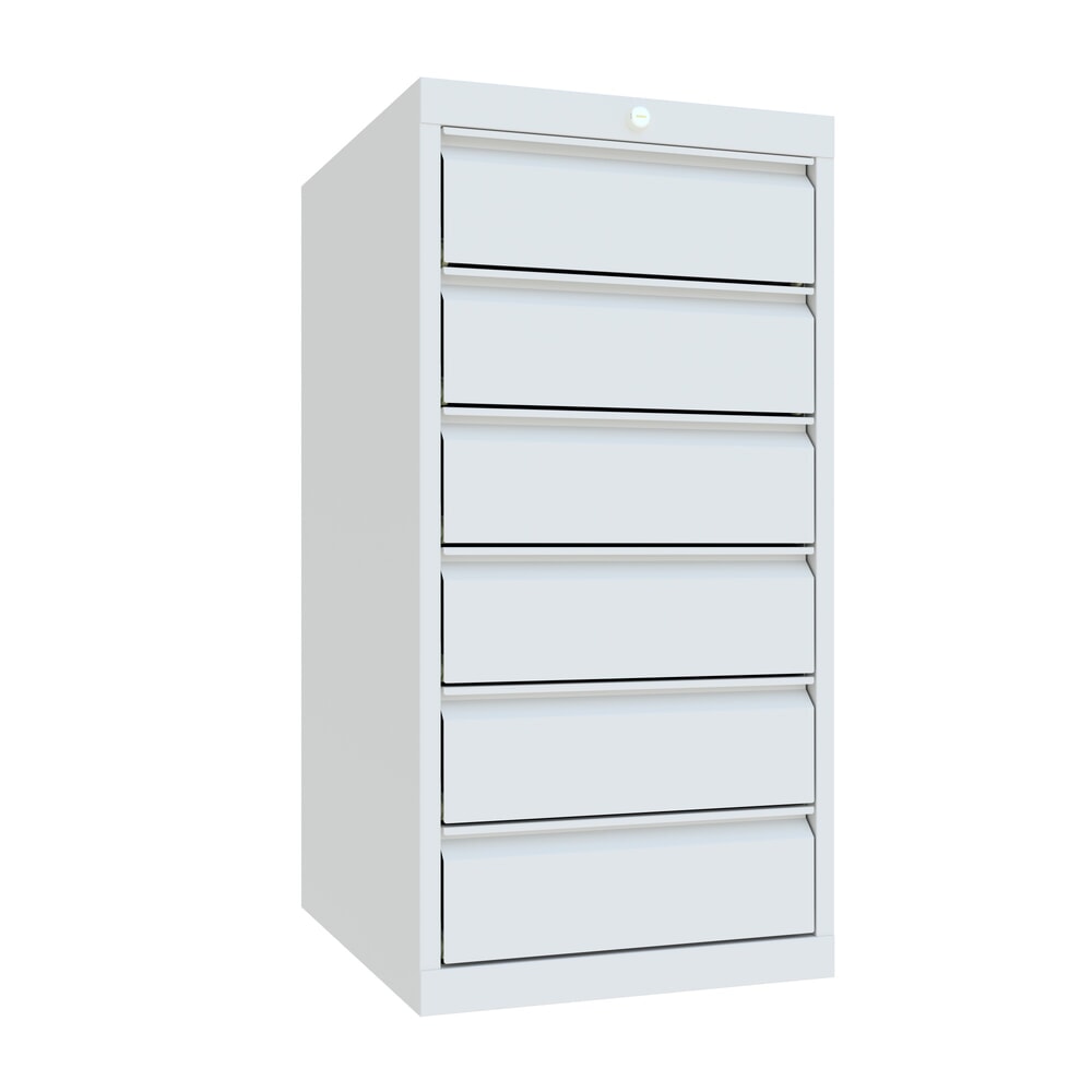 Produktabbildung: PAVOY Schubladenschrank, Höhe 1.000 mm, Schubladen 6x150 mm, Breite 500 mm, lichtgrau, lichtgrau