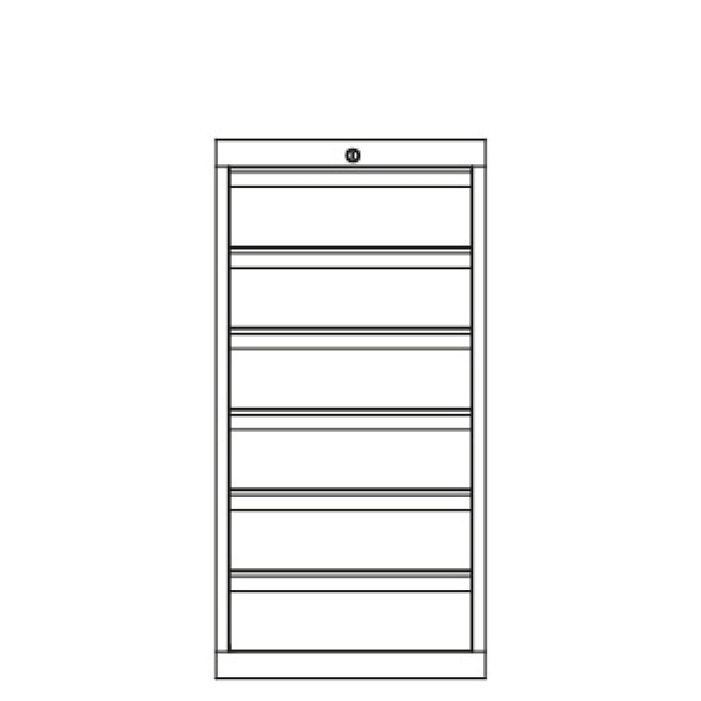 Produktabbildung Nr. 3: PAVOY Schubladenschrank, Höhe 1.000 mm, Schubladen 6x150 mm, Breite 500 mm, lichtgrau, enzianblau