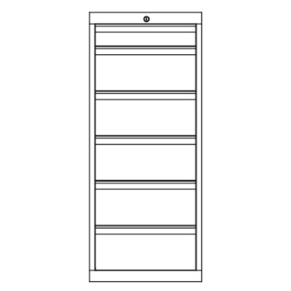 Produktabbildung Nr. 3: PAVOY Schubladenschrank, Höhe 1.200 mm, Schubladen 1x100 + 5x200 mm, Breite 500 mm, lichtgrau, enzianblau