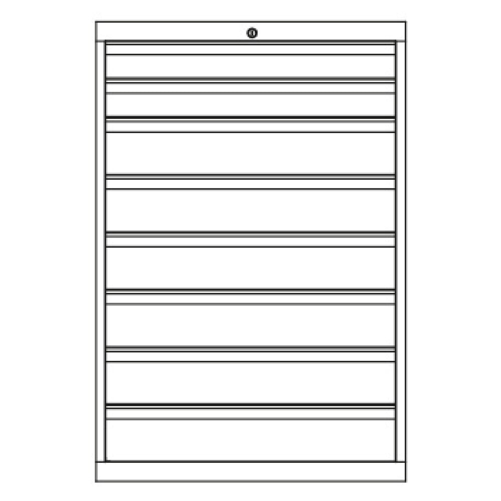 Produktabbildung Nr. 3: PAVOY Schubladenschrank, Höhe 1.200 mm, Schubladen 2x100 + 6x150 mm, Breite 1.023 mm, lichtgrau, enzianblau
