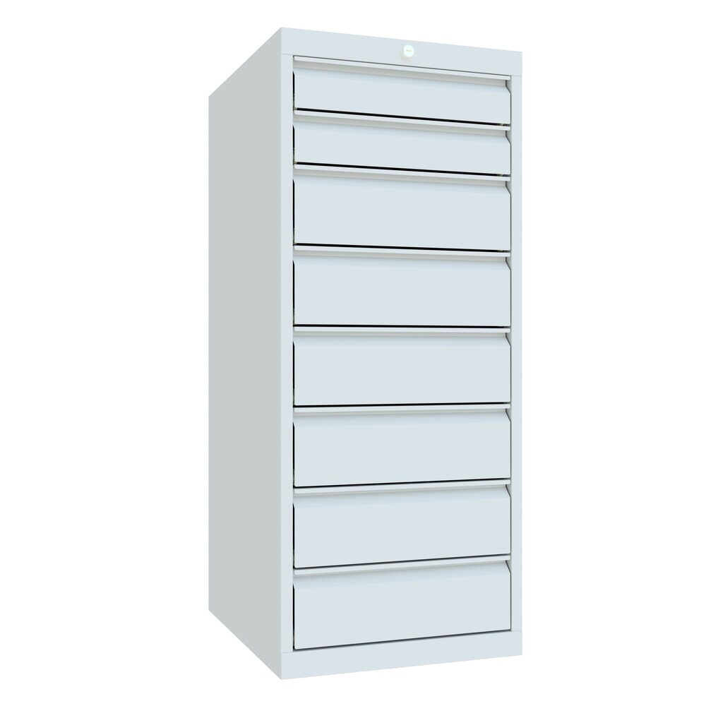 Produktabbildung Nr. 2: PAVOY Schubladenschrank, Höhe 1.200 mm, Schubladen 2x100 + 6x150 mm, Breite 500 mm, lichtgrau, lichtgrau