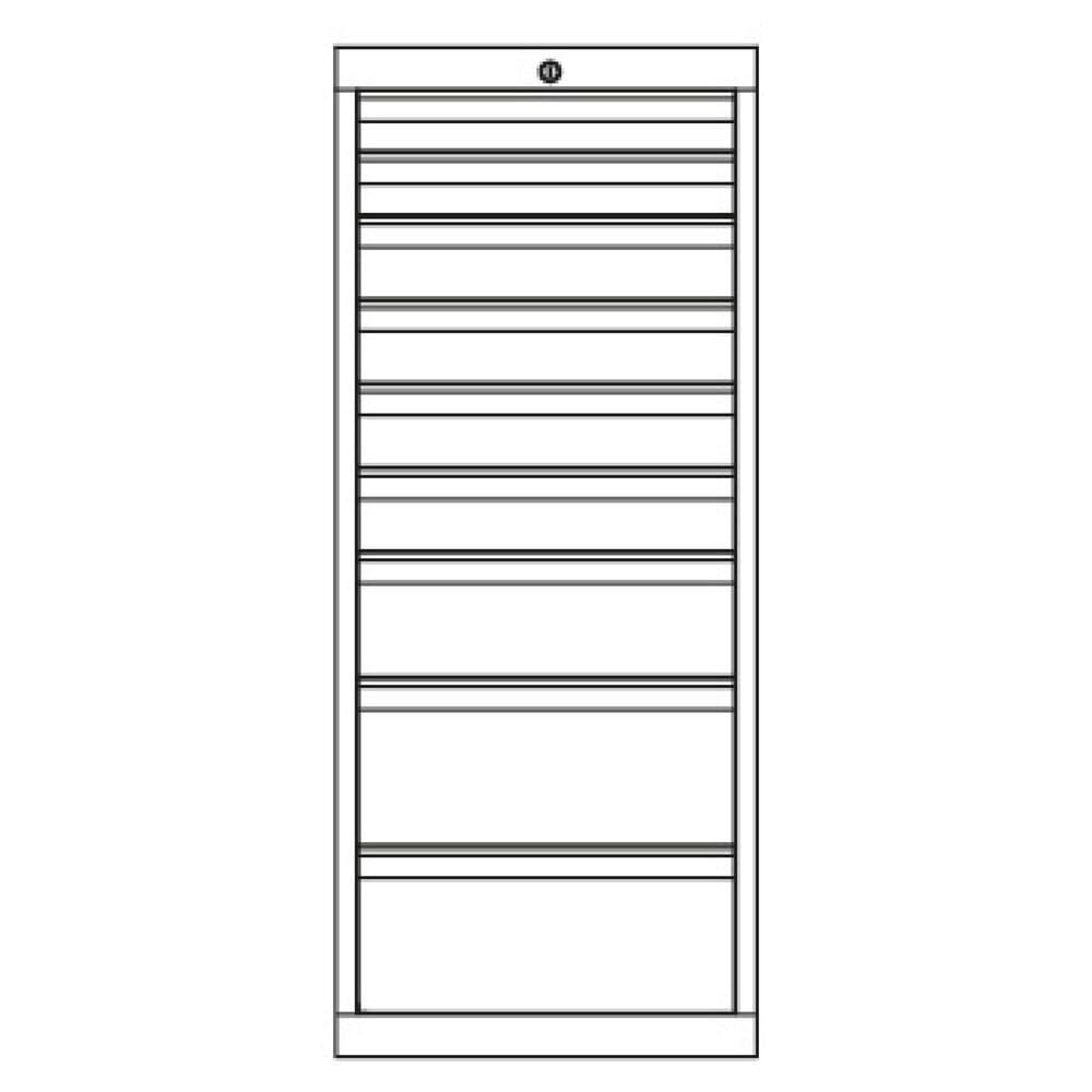 Produktabbildung Nr. 3: PAVOY Schubladenschrank, Höhe 1.200 mm, Schubladen 2x75 + 4x100 + 1x150 + 2x200 mm, Breite 500 mm, lichtgrau, enzianblau