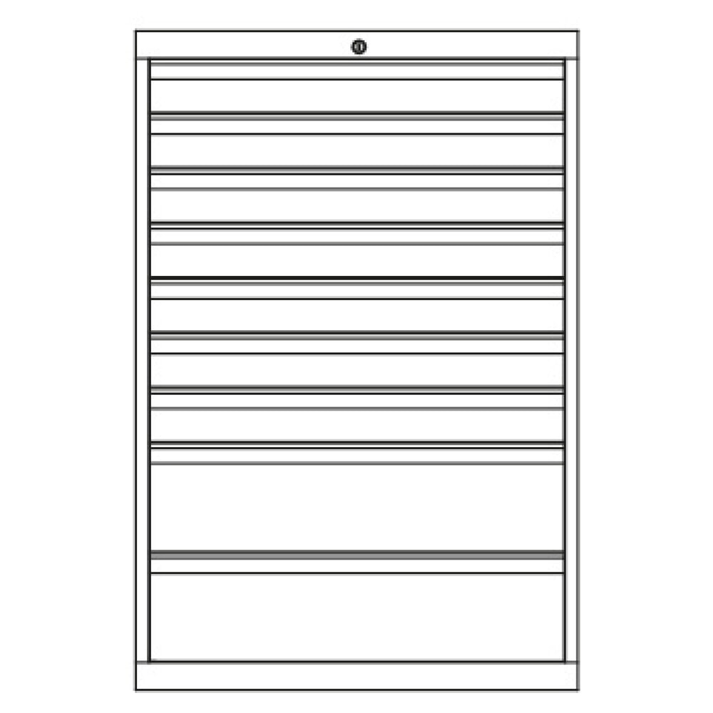 Produktabbildung Nr. 3: PAVOY Schubladenschrank, Höhe 1.200 mm, Schubladen 7x100 + 2x200 mm, Breite 1.023 mm, lichtgrau, enzianblau