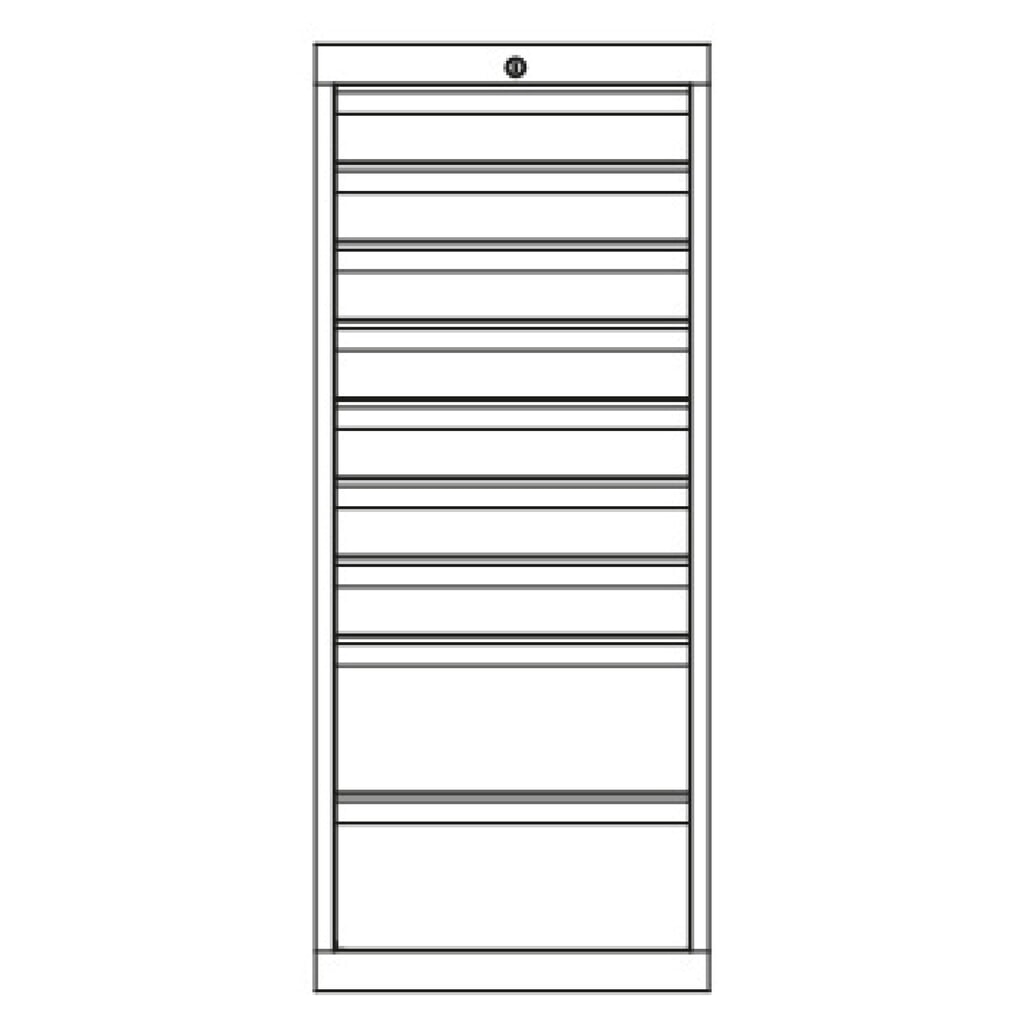 PAVOY Schubladenschrank, Höhe 1.200 mm, Schubladen 7x100 + 2x200 mm, Breite 500 mm, lichtgrau, enzianblau Produktabbildung Nr. 3: PAVOY Schubladenschrank, Höhe 1.200 mm, Schubladen 7x100 + 2x200 mm, Breite 500 mm, lichtgrau, enzianblau