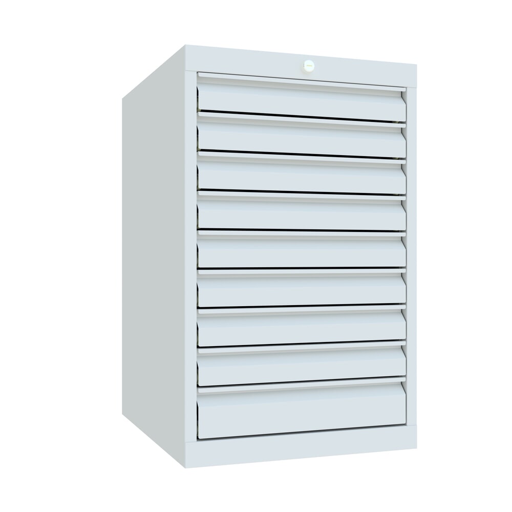 Produktabbildung: PAVOY Schubladenschrank, Höhe 800 mm, Schubladen 8x70 + 1x100 mm, Breite 500 mm, lichtgrau, lichtgrau