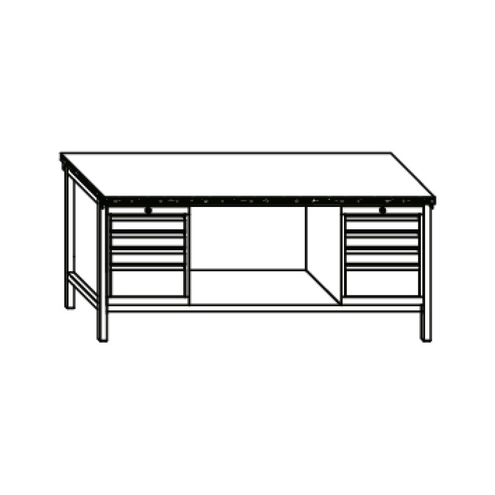 Produktabbildung Nr. 3: PAVOY Werkbank mit 2 Schubladenblöcken, HxBxT 900 x 2.000 x 700 mm, lichtgrau, lichtgrau