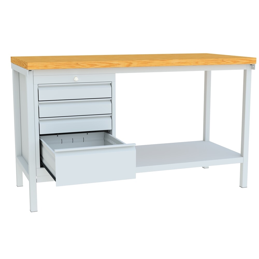 Produktabbildung Nr. 3: PAVOY Werktisch mit Schubladenblock, HxBxT 900 x 1.500 x 700 mm, lichtgrau, lichtgrau