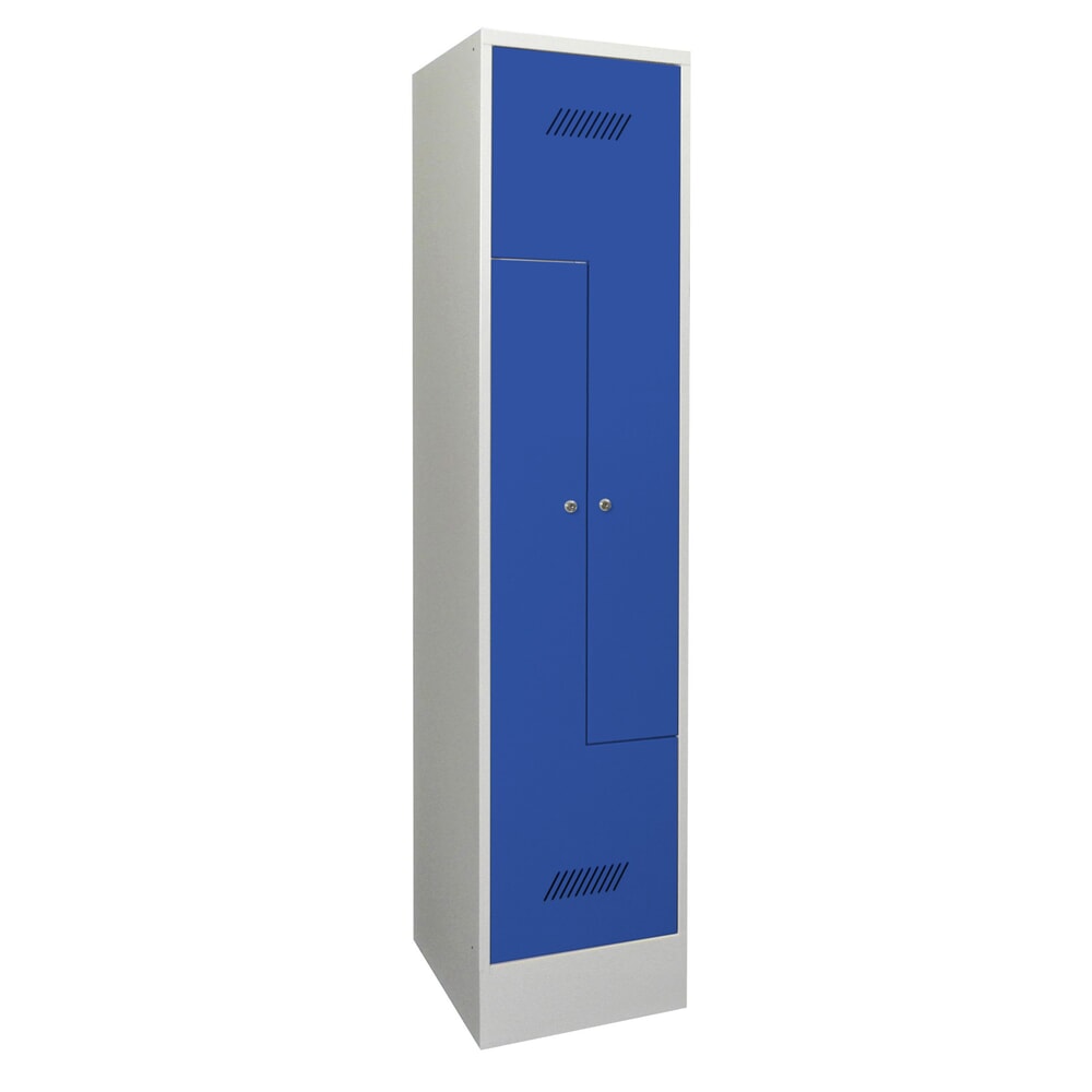 Produktabbildung: PAVOY Z-Spind, 2 Abteile, HxBxT 1.850 x 400 x 500 mm, enzianblau, lichtgrau