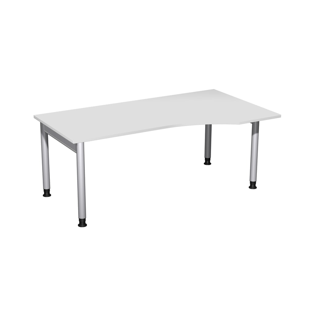 Geramöbel Manuell höhenverstellbarer Schreibtisch Profi, 4-Fuss-Gestell, PC-Form-Tischplatte rechts, BxT 1800 x 1000 mm, lichtgrau Produktabbildung: Geramöbel Manuell höhenverstellbarer Schreibtisch Profi, 4-Fuss-Gestell, PC-Form-Tischplatte rechts, BxT 1800 x 1000 mm, lichtgrau