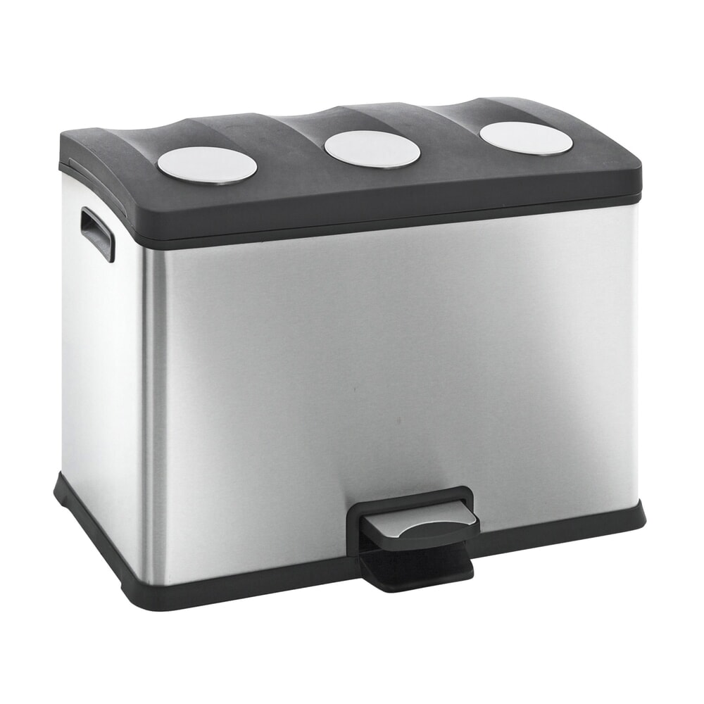 Produktabbildung: Pedal-Abfallsammler Rejoice Recycling, 3 x 12 l, Edelstahl matt