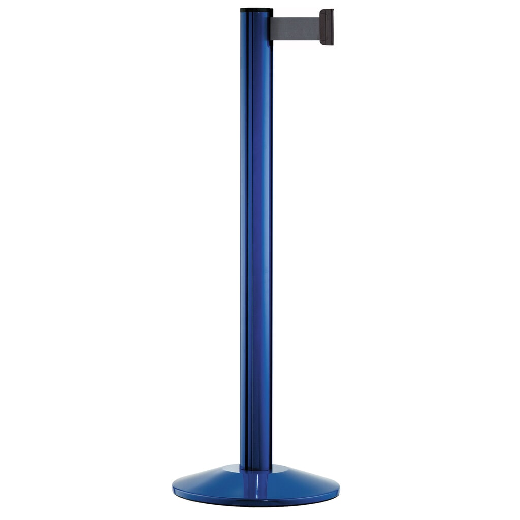 Personen-Leitsystem Classic, Ständer blau, Gurtfarbe silbergrau Produktabbildung: Personen-Leitsystem Classic, Ständer blau, Gurtfarbe silbergrau