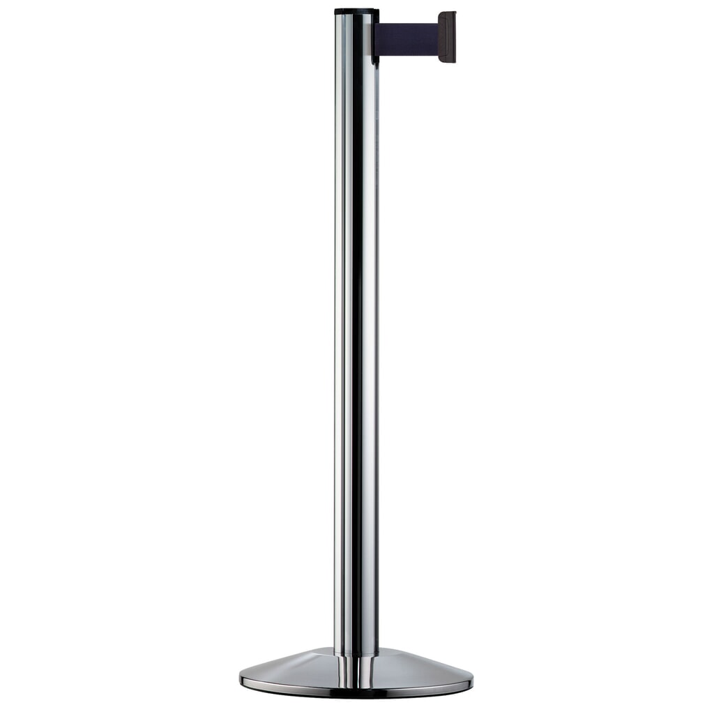 Personen-Leitsystem Classic, Ständer verchromt, Gurtfarbe navy Produktabbildung: Personen-Leitsystem Classic, Ständer verchromt, Gurtfarbe navy